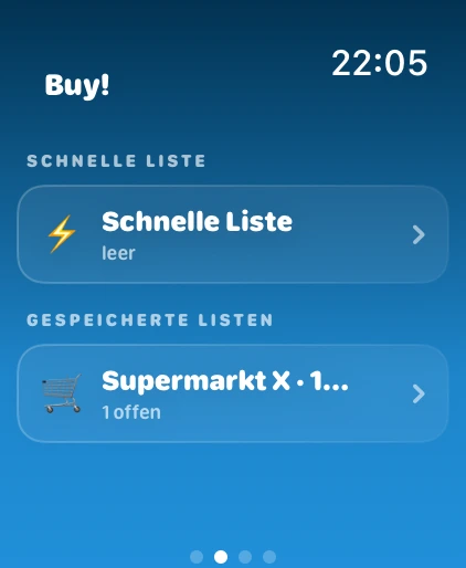 Buy! auf der Apple Watch: Schnelle Liste und gespeicherte Listen / Buy! on Apple Watch: quick list and saved lists